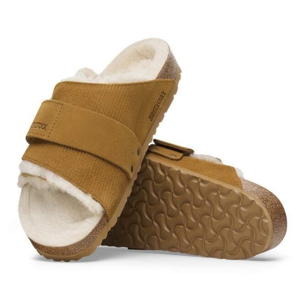 Birkenstock Kyoto Shearling Sandals Womens 39 Mens 6 Mink Suede Slides 1019722